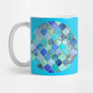 Cobalt Blue, Aqua & Gold Decorative Moroccan Tile Pattern Mug